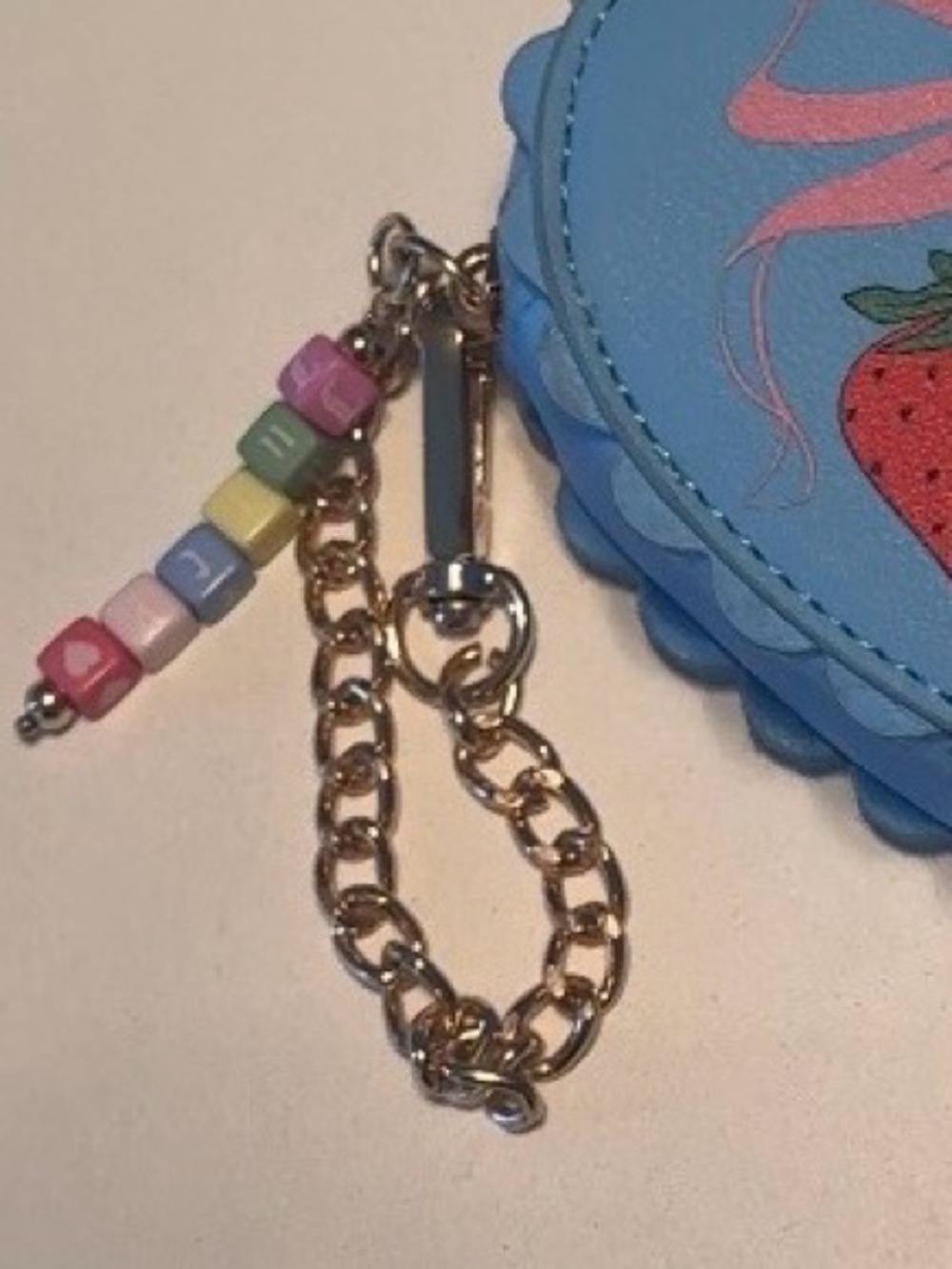 Juicy Couture Blue Heart Strawberry Coin Purse Keychain Charm Wallet - Picture 4 of 5